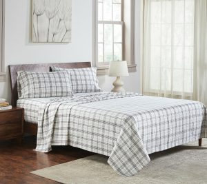 Sheets |   Plaid Flannel Cotton Deep Pocket Sheetset, Full Sheets Beige