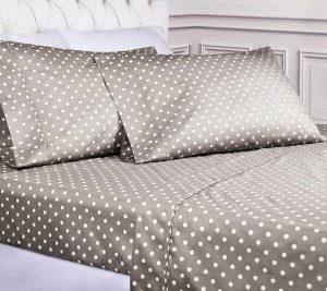 Sheets |   Polka Dot 600-Thread Count Cotton Blend Sheet, King Sheets Aqua