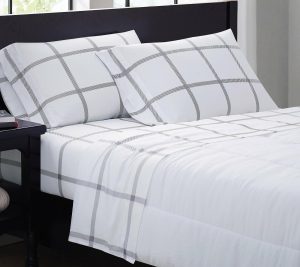 Sheets |   Printed Windowpane Queen Sheet Set Sheets Sheets