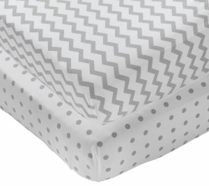 Sheets |   Set Of 2 Gray Chevron Waterproof Crib Sheet Sheets Grey