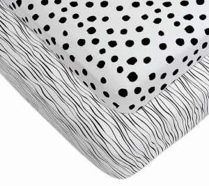 Sheets |   Set Of 2 Printed Jersey Cotton Cribsheets Sheets Black