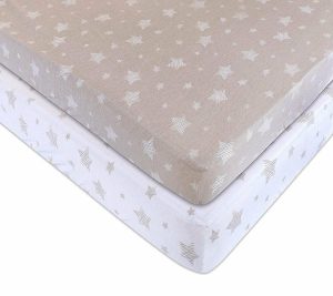 Sheets |   Set Of 2 Tan Stars Jersey Cotton Crib Sheets Sheets Sheets