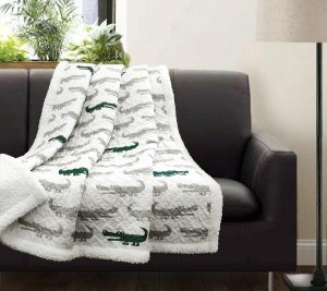 Throws & Blankets |   Alligator Throw Sherpa Throws & Blankets Gray