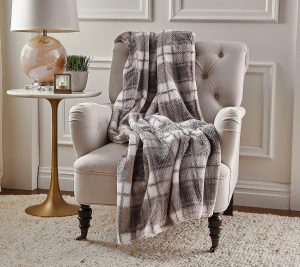 Throws & Blankets |   Berkshire Velvetsoft Plaid Honeycomb Dobby Throw Throws & Blankets Grey