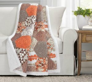 Throws & Blankets |   Briley Sherpa Throw By Throws & Blankets Tangerine