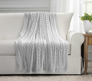 Throws & Blankets |   Cable Soft Knitted Throw Single 50X60 By Lush D Ecor Throws & Blankets Gray