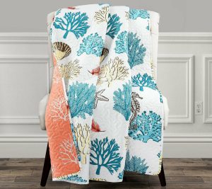 Throws & Blankets |   Coastal Reef Feather Throw By Throws & Blankets Blue