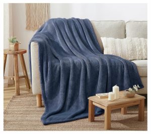 Throws & Blankets |   Indigo Ink Deni M Navy Blue Sof T Plush Faux Fu R Polyester Thr Throws & Blankets Navy