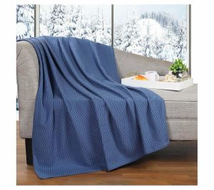 Throws & Blankets |   Jena Cotton Textured Chevron Woven Blanket, Throw Throws & Blankets Blue