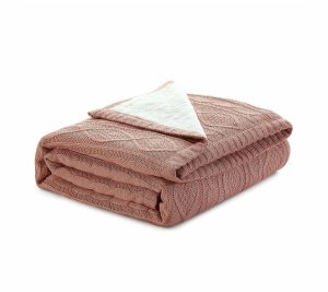 Throws & Blankets |   Kaipo Throw Light Grey Polyester Throws & Blankets Blush