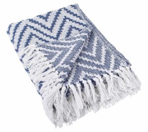 Throws & Blankets |   Large Chevron Throw Throws & Blankets Nautical Blue