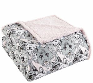 Throws & Blankets |   Micro Flannel To Sherpa Full/Queen Cat C Ollage Blanket Throws & Blankets Throws & Blankets