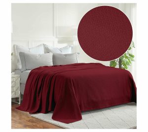 Throws & Blankets |   Nobel Cotton Textured Chevron Woven Blanket,Cal King Throws & Blankets Burgundy