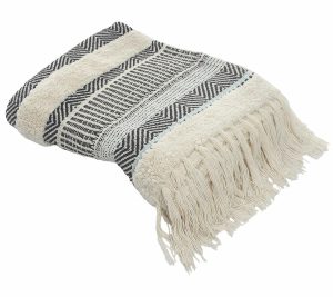 Throws & Blankets |   Ox Bay Coastal Striped Throw Blanket With Fringe Throws & Blankets Throws & Blankets