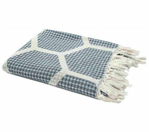 Throws & Blankets |   Ox Bay Geometric Organic Turkish Cotton Throw B Anket Throws & Blankets Blue