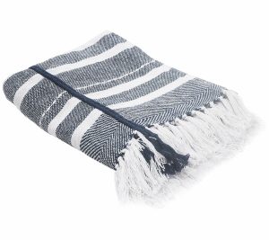 Throws & Blankets |   Ox Bay Horizontal Striped Throw Blanket With Fringe Throws & Blankets Throws & Blankets