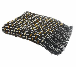 Throws & Blankets |   Ox Bay Modern Interwoven Throw Blanket With Fringe Throws & Blankets Black/Blue