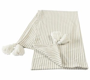 Throws & Blankets |   Ox Bay Striped Transitional Cotton Throw Blanke T Throws & Blankets Beige