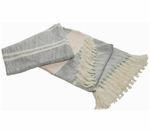 Throws & Blankets |   Ox Bay Touch Of Blush Striped Throw Blanket With Fringe Throws & Blankets Throws & Blankets