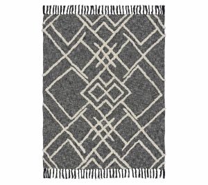 Throws & Blankets |   Ox Bay Trading Black/White Overtufted Diamond Geometric Throw Throws & Blankets Black/White