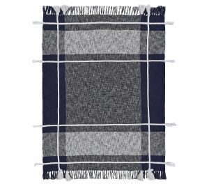 Throws & Blankets |   Ox Bay Trading Navy/White Braided Plaid Throw Blanket Throws & Blankets Navy/White