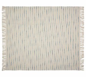 Throws & Blankets |   Ox Bay Trading & Supply Co. Interwoven Throw Blanket Throws & Blankets Blue/Natural