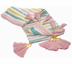 Throws & Blankets |   Ox Bay Vibrant Sunny Striped Throw Blanket Withtassels Throws & Blankets Throws & Blankets