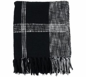 Throws & Blankets |   Plaid Cotton Throw Throws & Blankets Black