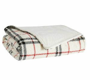 Throws & Blankets |   Popcorn Plaid Plush Throw Blankets 50X60 Throw Throws & Blankets Black/Red