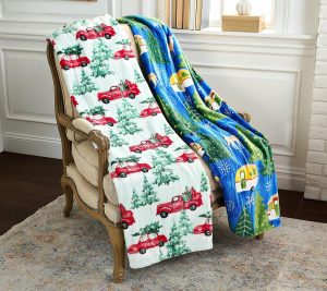 Throws & Blankets |   Set Of 2 Holiday Printed Throws Throws & Blankets Holiday Fun-Bwn