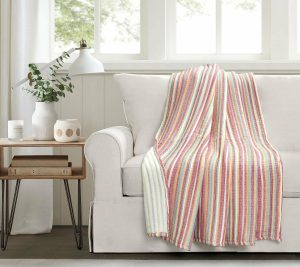 Throws & Blankets |   Tracy Stripe Kantha Pick Stitch Yarn Dyed Cotto N Woven-Th Throws & Blankets Rust