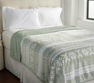 Throws & Blankets |   Velvet Soft/Sherpa Fair Isle Print Blanket – Full Throws & Blankets Blush