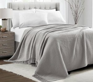 Throws & Blankets |   Waffle Cotton Knit King Blanket Throws & Blankets Gray