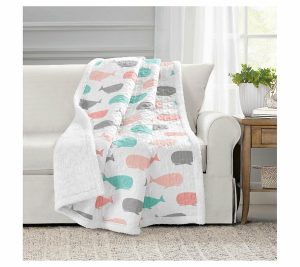 Throws & Blankets |   Whale Sherpa Throw 50X60 Throws & Blankets Pink