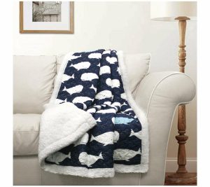 Throws & Blankets |   Whale Throw Sherpa Throws & Blankets Navy