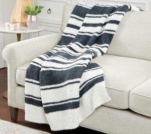 Throws & Blankets |   As Is" Cozychic Variegated Stripe Blanket 45" X 60 Clearance Charcoal/Almond