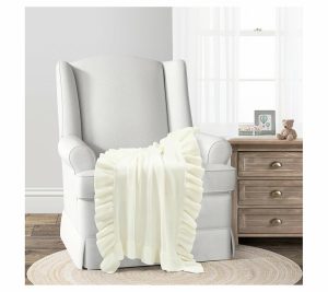 Throws & Blankets |   Reyna Soft Knitted Ruffle Baby Blanket 40" X 30" Throws & Blankets Ivory