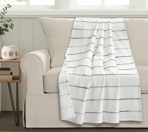 Throws & Blankets |   Ombre Stripe Cotton Throw Single 50"X 60" Throws & Blankets Gray