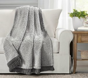 Throws & Blankets |   Sherpa Tassel Fringe 50" X 60" Throw By Throws & Blankets Gray