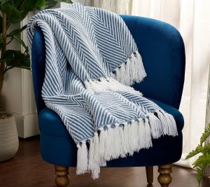 Throws & Blankets |   60" X 70" Chevron Throw With Fringe Throws & Blankets Grey