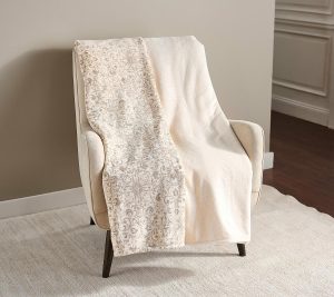 Throws & Blankets |   Berkshire 2-Pk 60" X 70" Velvetsoft Rev Grace Fur Throws Throws & Blankets Cream Medallion