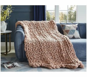 Throws & Blankets |   Cozy Tyme Yanis 40"X60" Chunky Knit Throw By Throws & Blankets Blush