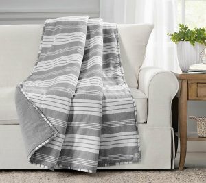 Throws & Blankets |   Farmhouse Yarn Dyed Stripe 50"X60 Throw By Lushdecor Throws & Blankets Grey/White