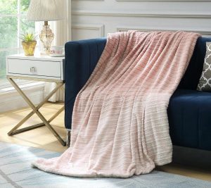 Throws & Blankets |   Ombre 60"X70" Flannel Reversible Jacquard Throw Throws & Blankets Blush