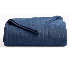 Throws & Blankets |   90"X90" Channel Full/Queen Blanket Throws & Blankets Blue