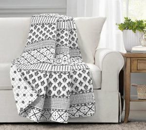 Throws & Blankets |   Monique Stripe 50X60 Throw By Throws & Blankets Black/White