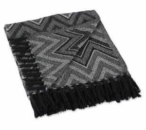 Throws & Blankets |   Zig-Zag Chevron Throw Throws & Blankets Black