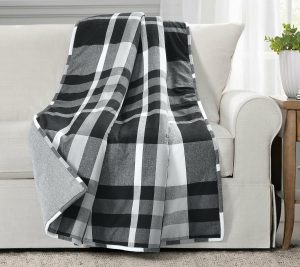 Throws & Blankets |   Farmhouse Yarn Dyed Plaid 50"X60 Throw By Lushdecor Throws & Blankets Black/White