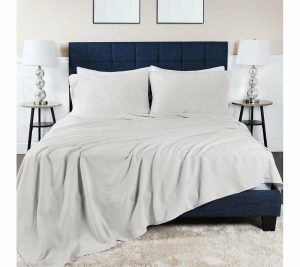 Sheets |   Cotton Linen Blend Solid 3-Piece Sheetset, Cal King Sheets Sheets