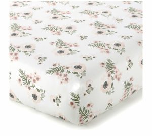 Sheets |   Fiori Floral Crib Fitted Sheet Sheets Blush